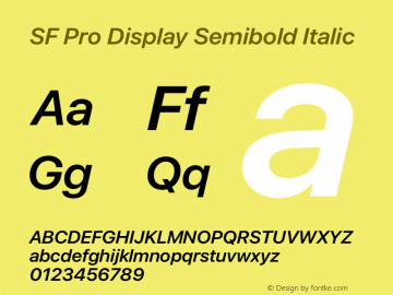 SF Pro Display Semibold Italic Version 17.0d9e1图片样张