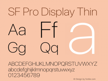 SF Pro Display Thin Version 17.0d9e1图片样张