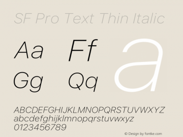 SF Pro Text Thin Italic Version 17.0d9e1图片样张