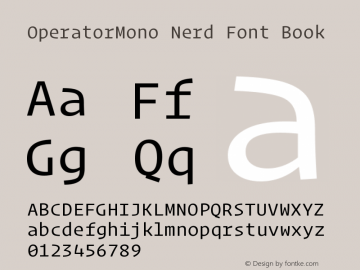 Operator Mono Book Nerd Font Complete Version 1.200图片样张
