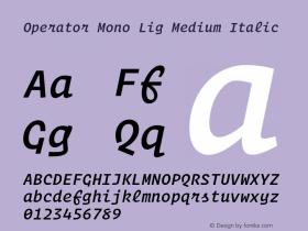 Operator Mono Lig Medium Italic Version 1.200图片样张