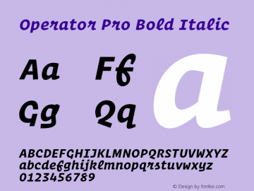 OperatorPro-BoldItalic Version 1.200 Pro图片样张