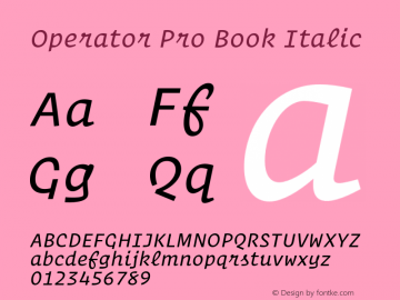 OperatorPro-BookItalic Version 1.200 Pro图片样张