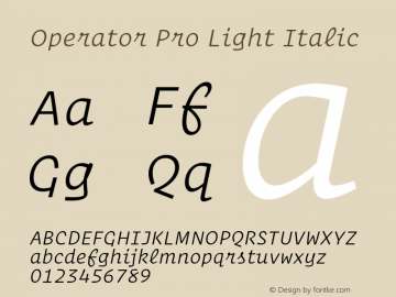 OperatorPro-LightItalic Version 1.200 Pro图片样张