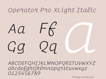 OperatorPro-XLightItalic Version 1.200 Pro图片样张