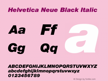 Helvetica Neue Black Italic Version 2.000 Build 1000图片样张