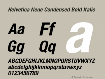 Helvetica Neue Condensed Bold Oblique Version 2.000 Build 1000图片样张