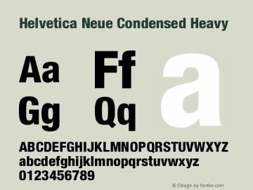 Helvetica Neue Condensed Heavy Version 2.000 Build 1000图片样张