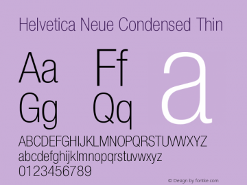 Helvetica Neue Condensed Thin Version 2.000 Build 1000图片样张