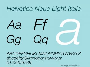 Helvetica Neue Light Italic 001.000图片样张