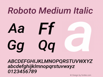 Roboto Medium Italic Version 2.138图片样张