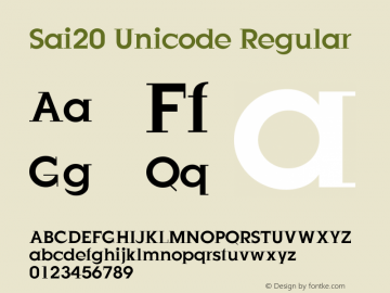 Sai20 Unicode Version 2.053;September 2, 2020;FontCreator 13.0.0.2630 64-bit图片样张