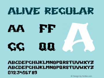 Alive-Regular Version 1.001;Fontself Maker 3.5.4图片样张