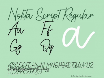 Nolita Script Version 1.00;July 11, 2021;FontCreator 12.0.0.2555 64-bit图片样张