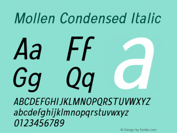 MollenCondensed-Italic Version 1.000图片样张