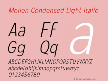 MollenCondensed-LightItalic Version 1.000图片样张