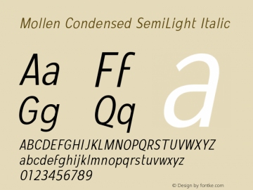 MollenCondensed-SemiLightItalic Version 1.000图片样张