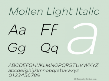 Mollen-LightItalic Version 1.000图片样张