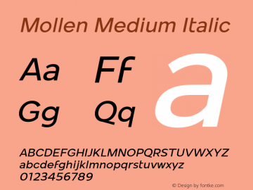 Mollen-MediumItalic Version 1.000图片样张