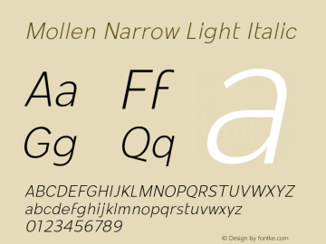 MollenNarrow-LightItalic Version 1.000图片样张