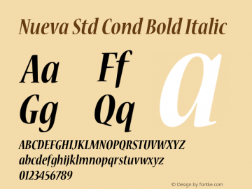 Nueva Std Cond Bold Italic Version 2.081;PS 002.000;hotconv 1.0.67;makeotf.lib2.5.33168 Font Sample