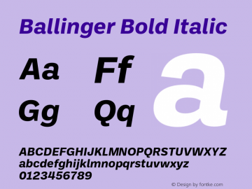 Ballinger Bold Italic Version 1.800;PS 001.800;hotconv 1.0.88;makeotf.lib2.5.64775图片样张