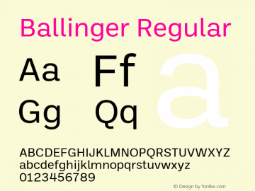 Ballinger Regular Version 1.700;PS 001.700;hotconv 1.0.88;makeotf.lib2.5.64775图片样张