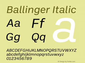 Ballinger Regular Italic Version 1.800;PS 001.800;hotconv 1.0.88;makeotf.lib2.5.64775图片样张