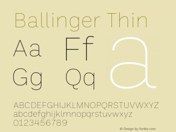 Ballinger Thin Version 1.700;PS 001.700;hotconv 1.0.88;makeotf.lib2.5.64775图片样张