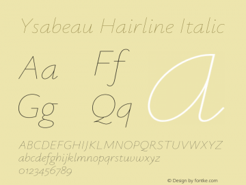 Ysabeau Hairline Italic Version 0.021;FEAKit 1.0图片样张