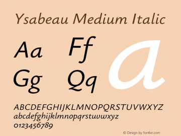 Ysabeau Medium Italic Version 0.021;FEAKit 1.0图片样张