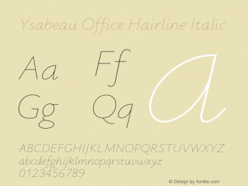 Ysabeau Office Hairline Italic Version 0.021;FEAKit 1.0图片样张