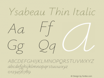 Ysabeau Thin Italic Version 0.021;FEAKit 1.0图片样张