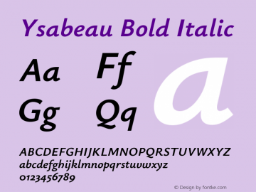 Ysabeau Bold Italic Version 0.021图片样张