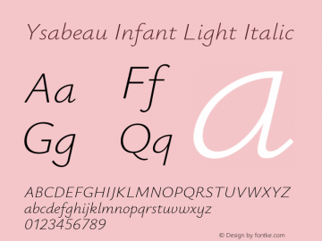 Ysabeau Infant Light Italic Version 0.021图片样张