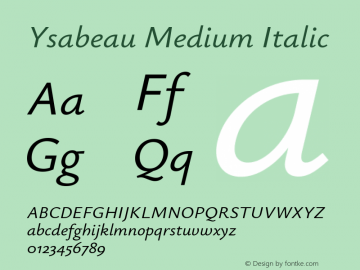 Ysabeau Medium Italic Version 0.021图片样张