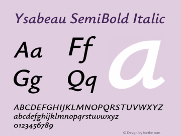 Ysabeau SemiBold Italic Version 0.021图片样张