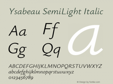 Ysabeau SemiLight Italic Version 0.021图片样张