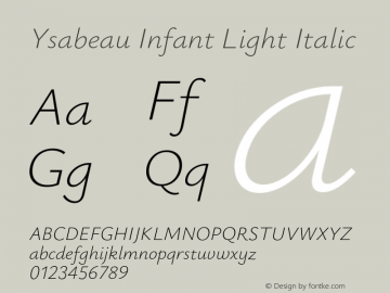 YsabeauInfant-LightItalic Version 0.021;FEAKit 1.0图片样张