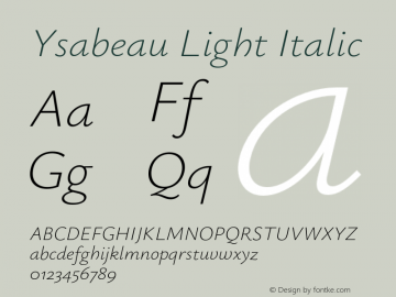 Ysabeau-LightItalic Version 0.021;FEAKit 1.0图片样张