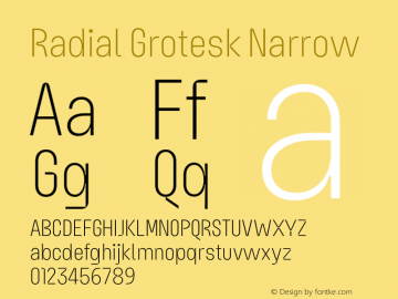 Radial Grotesk Narrow Version 1.000图片样张