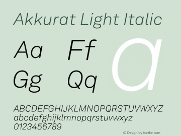 Akkurat-LightItalic Version 3.000图片样张