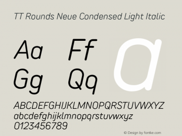 TTRoundsNeue-CondLightItalic Version 1.000图片样张