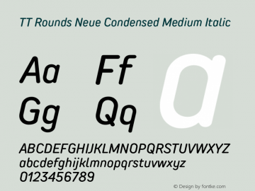 TTRoundsNeue-CondMediumItalic Version 1.000图片样张