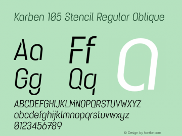 Karben105Stencil-RegularOblique Version 1.000 | wf-rip DC20160615图片样张