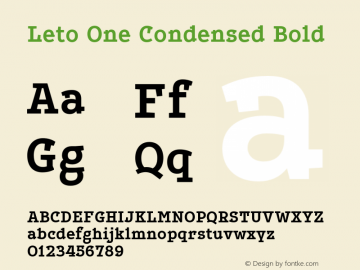 LetoOneCondensed-Bold Version 1.000 2013 initial release图片样张