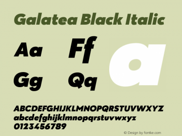 Galatea Black Italic Version 1.000;PS 001.000;hotconv 1.0.88;makeotf.lib2.5.64775图片样张