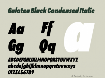 Galatea Black Condensed Italic Version 1.000;PS 001.000;hotconv 1.0.88;makeotf.lib2.5.64775图片样张