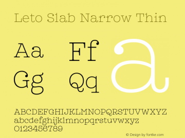 LetoSlabNarrow-Thin Version 1.000 2014 initial release图片样张