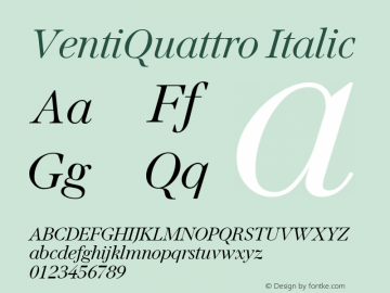 VentiQuattro Italic Version 1.001图片样张